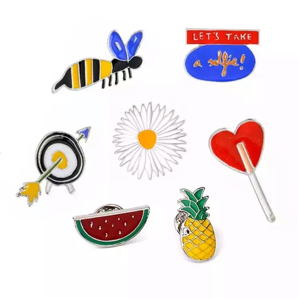 New 7 Piece Enamel Pin Set Badge Jewelry Brooch